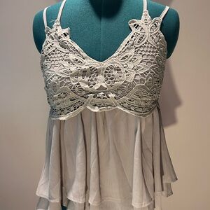 Lace Crochet Spaghetti Strap Top